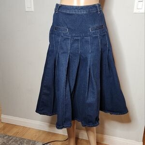 Dottie Denim Pleated Midi Skirt Size 4 Small